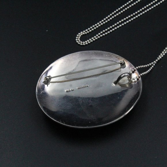 STERLING SILVER BA SUARTI INDONESIA LARGE MOP NECKLACE - Picture 4 of 5